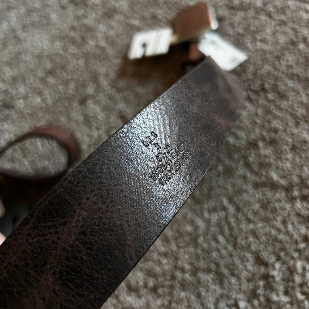 Sun Stone Mens Brown‎ Faux Leather Belt Silver Buckle Small 30-32 NWT $42.40
